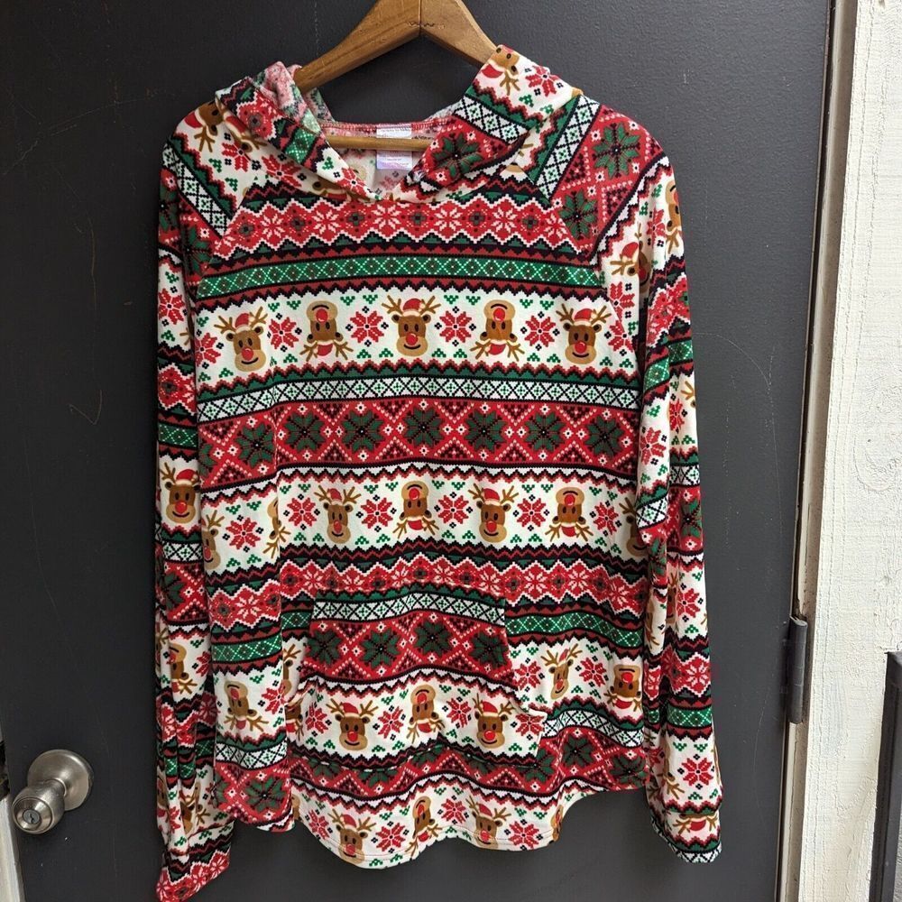 NOBO Womens Plus Fair Isle Christmas Holiday Sweater Hoodie XXL 19 Supersoft